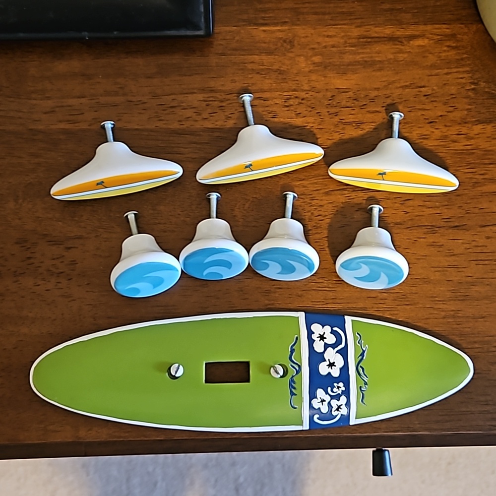 Surf beach theme light switch and drawer pulls